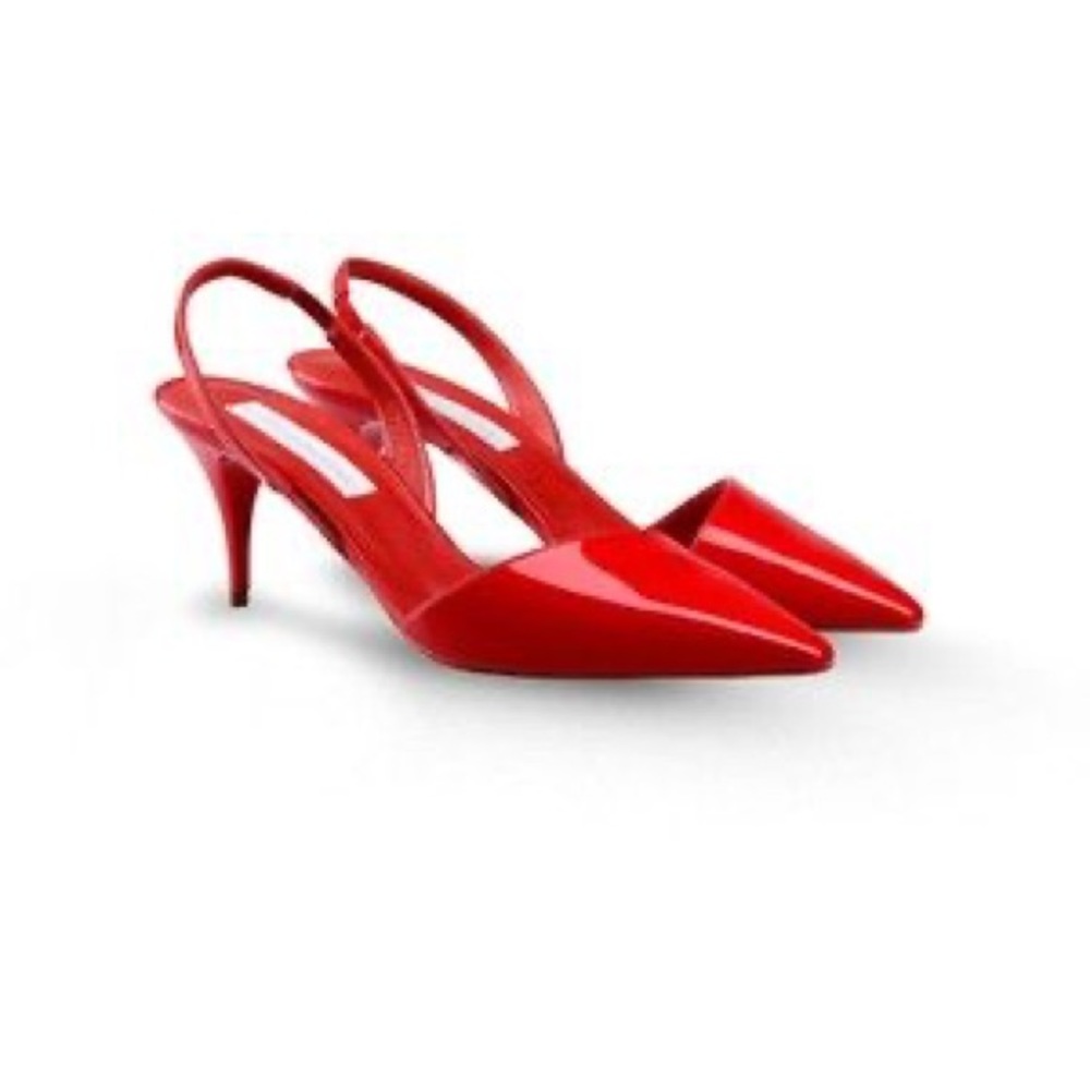 Red Stella McCartney vegan D'Orsay kitten heel pumps sz 41